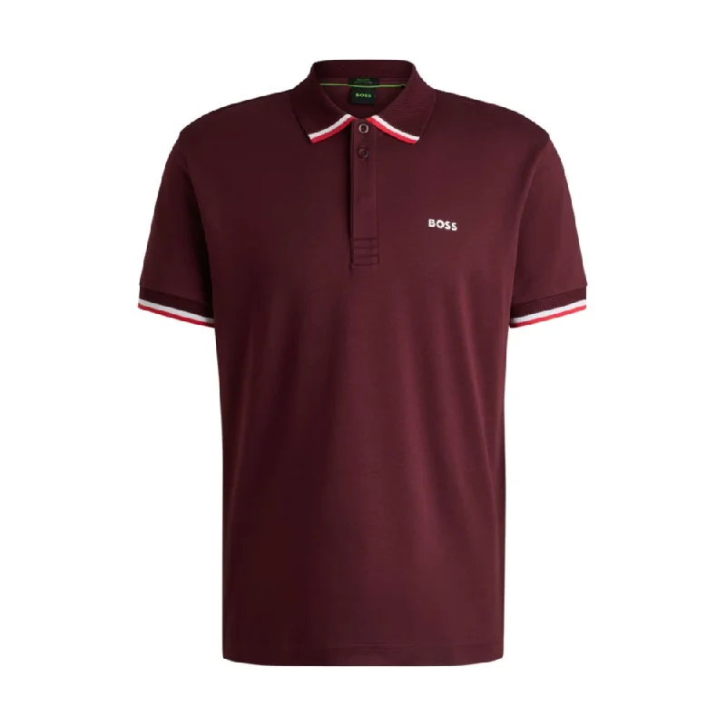 Men's Shirts with Barrel CuffsPaddy knit polo shirt in cotton with striped trims