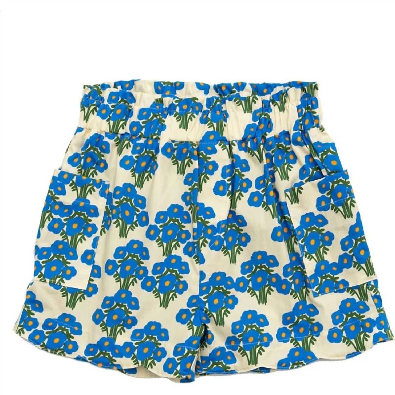 Comfort-Oriented Men's Lounge ShortsGirls Side Pocket Shorts In Blue Bouquet