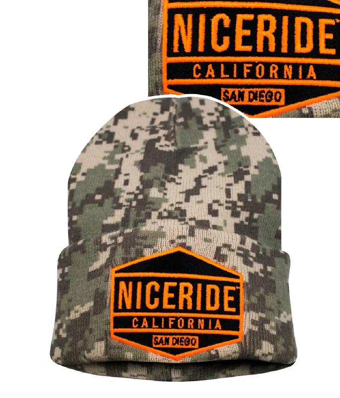 Adjustable Beanie Hats"Good Times" Digi Camo Cuff Beanie