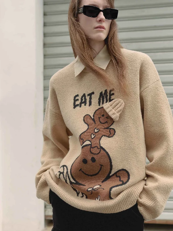 Men's Sweaters in Bright ColorsLoose Cartoon Print Sweater