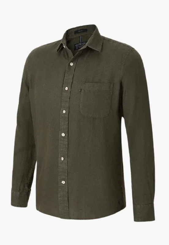 Men's Cufflink-Ready Shirts for Formal EventsPilbara Mens Linen Long Sleeve Shirt