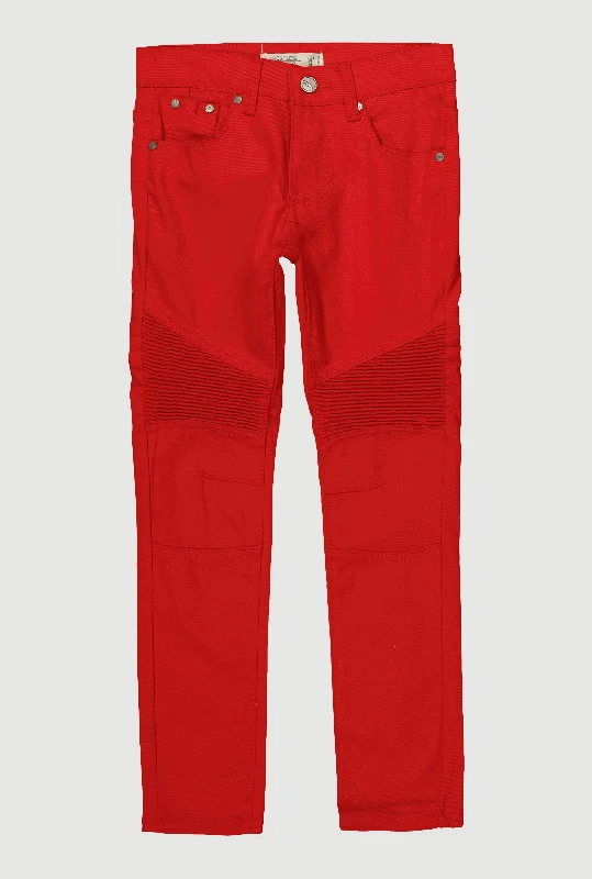 Light Wash Men's JeansBoys Solid Slim Leg Moto Jeans