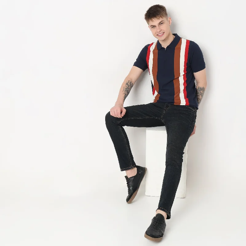 Men's Flowy Shirts for a Relaxed LookRegular Fit Striped Polo T-Shirt