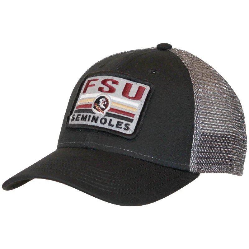 Adjustable Beanie HatsLegacy FSU Seminoles/Seminole Logo Patch Adjustable Snapback Trucker Cap - Black/Dark Grey Adjustable Beanie HatsLegacy FSU Seminoles/Seminole Logo Patch Adjustable Snapback Trucker Cap - Black/Dark Grey