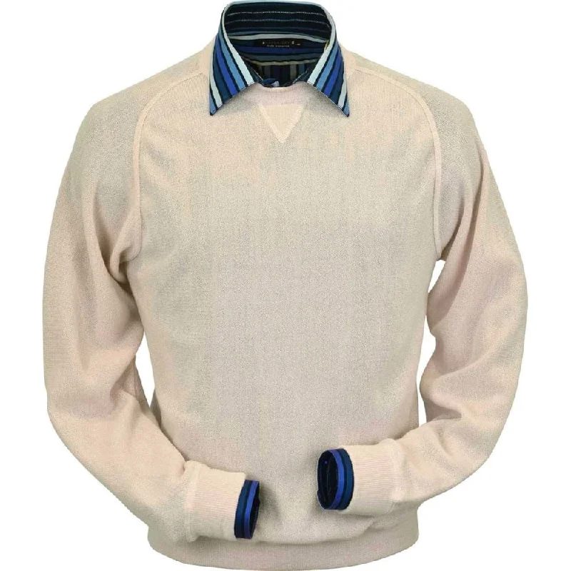 Men's Sweaters with Dropped ShouldersBaby Alpaca 'Links Stitch' Sweatshirt-Style Crew Neck Sweater in White Vanilla by Peru Unlimited Men's Sweaters with Dropped ShouldersBaby Alpaca 'Links Stitch' Sweatshirt-Style Crew Neck Sweater in White Vanilla by Peru Unlimited