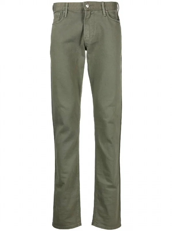 Men's Jeans with Functional PocketsLow Rise Straight Leg Jeans In Olive