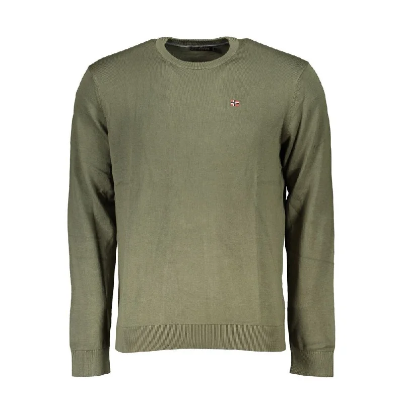 Men's Sweaters with Button-Up CollarsNapapijri Green Cotton Men Men's Sweater