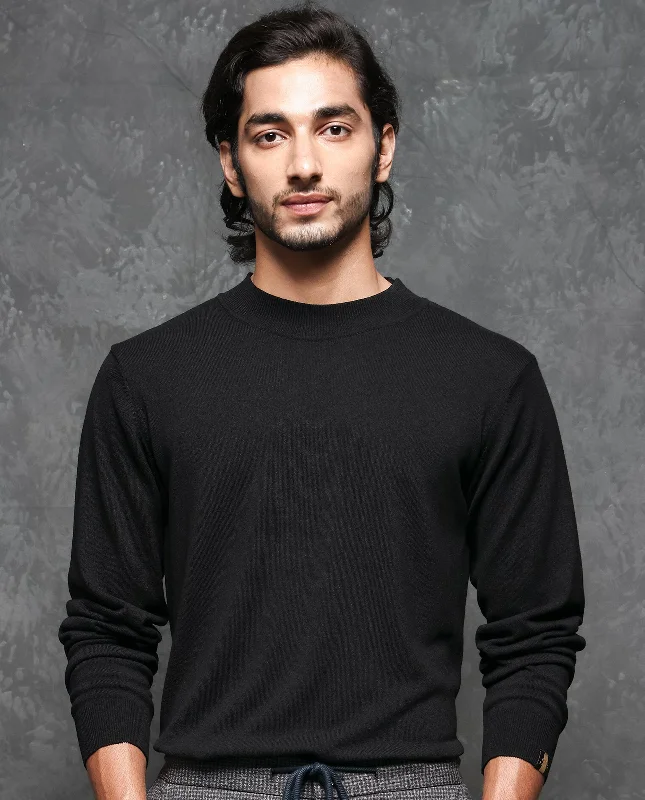 Men's Sweaters with Mock-Neck DesignsRare Rabbit Mens Alfo 1 Black Sweater Viscose Nylon Fabric High Neck Knitted Full Sleeves Fitted Men's Sweaters with Mock-Neck DesignsRare Rabbit Mens Alfo 1 Black Sweater Viscose Nylon Fabric High Neck Knitted Full Sleeves Fitted