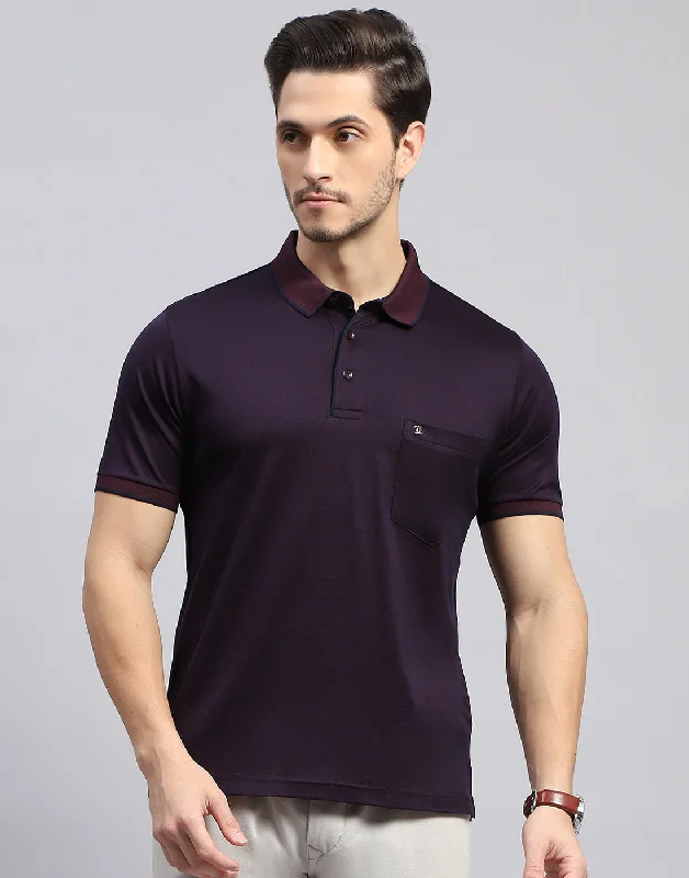 Men's Shirts with Abstract DesignsMen Maroon Solid Polo Collar Half Sleeve T-Shirt