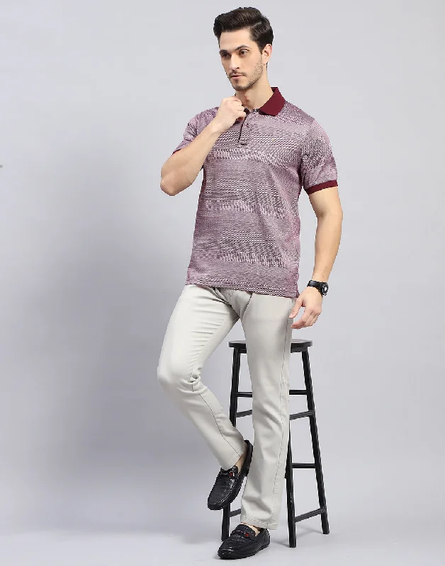 Men's Shirts with Lace-Up HemlinesMen Maroon Self Design Polo Collar Half Sleeve T-Shirt Men's Shirts with Lace-Up HemlinesMen Maroon Self Design Polo Collar Half Sleeve T-Shirt