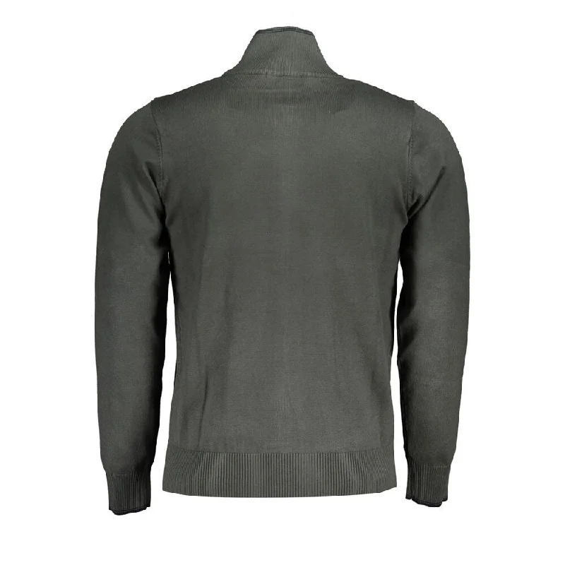 Men's Sweaters with Belt AttachmentsU.S. Grand Polo Chic Contrast Zip Cardigan with Embroidered Men's Logo