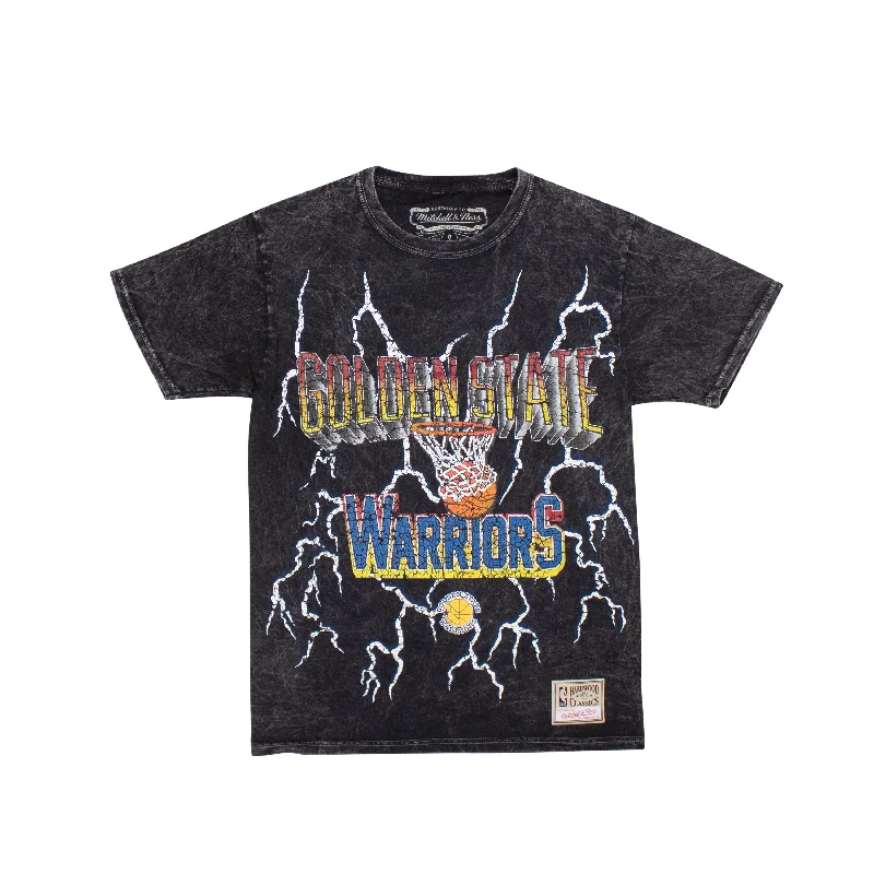 Men's Shirts with Embellished SleevesBlack NBA Vintage Lightning Warriors T-Shirt
