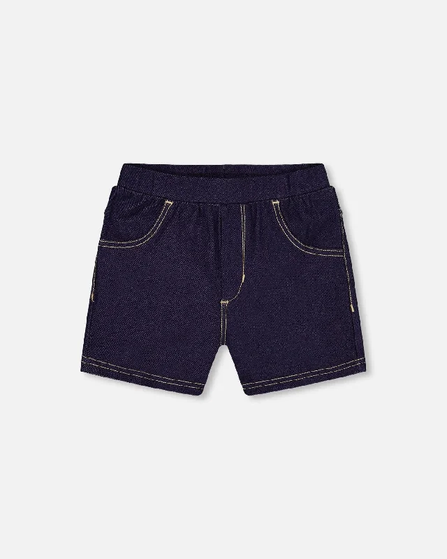 Fast-Drying Men's Swim and Beach ShortsJegging Shorts Dark Denim Blue
