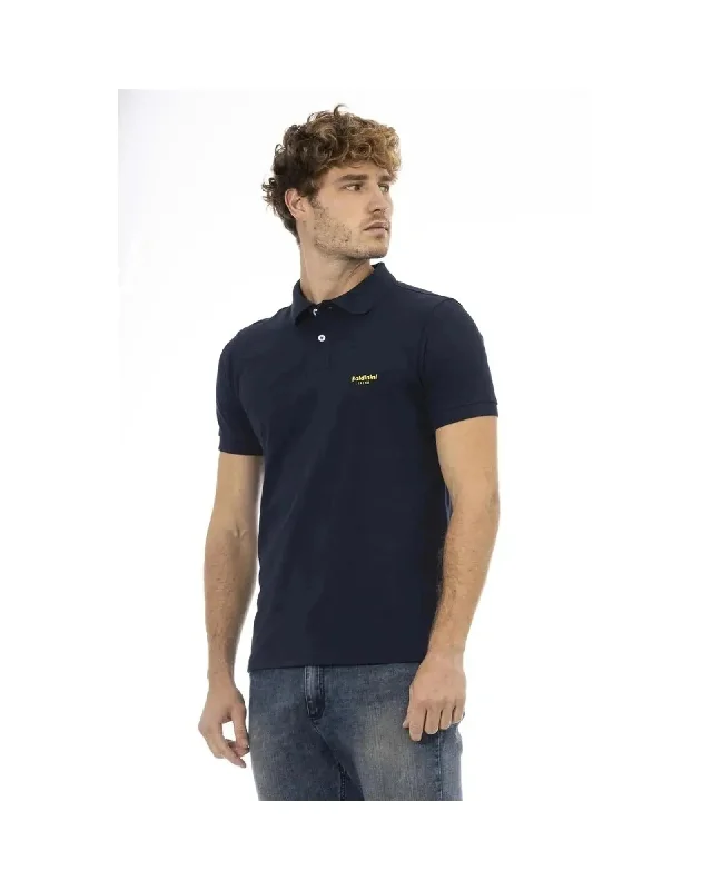 Men's Shirts with Patchwork PatternsBaldinini Trend Men's Blue Cotton Polo Shirt - 2XL
