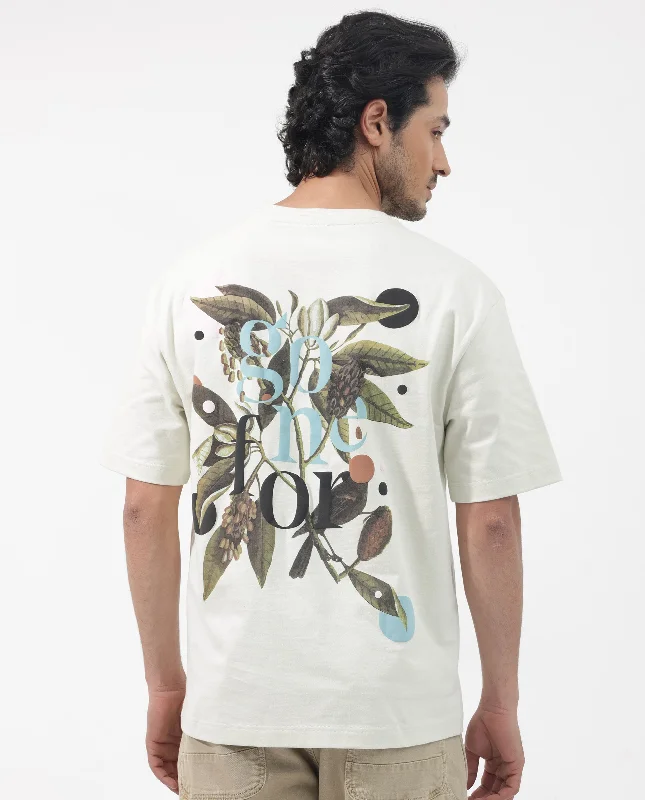 Men's Shirts with Zippered PocketsRare Rabbit Articale Men's Jaime Pastel Green Cotton Polyester Fabric Crew Neck Oversized Fit Knit Floral Print T-Shirt