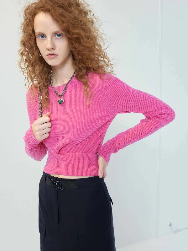 Comfortable Men's Cotton SweatersCross Front Ribbed Knit Top