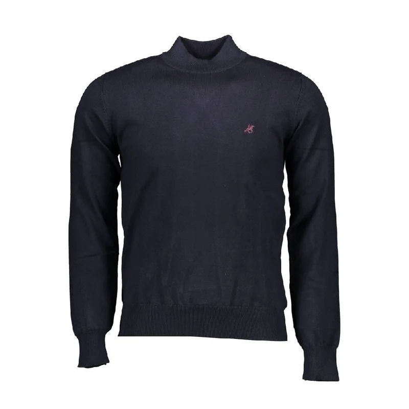 Men's Sweaters with Button CuffsU.S. Grand Polo Blue Nylon Men's Sweater