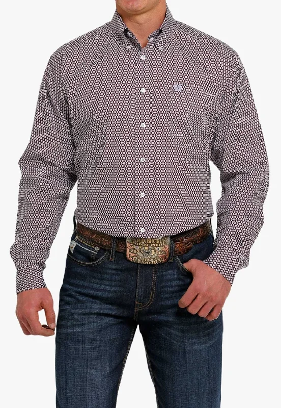 Classic Men's Dress ShirtsCinch Mens Geo Print Button Down Long Sleeve Shirt