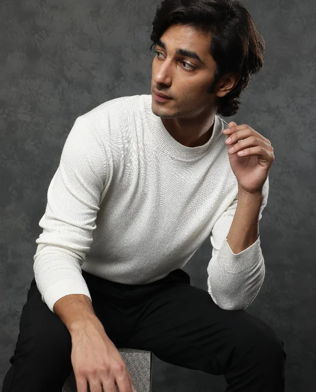 Men's Sweaters with Zip-Up CollarsRare Rabbit Men'S Alfo White Pullover Viscose Fabric High Neck Full Sleeves Slim Fit Men's Sweaters with Zip-Up CollarsRare Rabbit Men'S Alfo White Pullover Viscose Fabric High Neck Full Sleeves Slim Fit