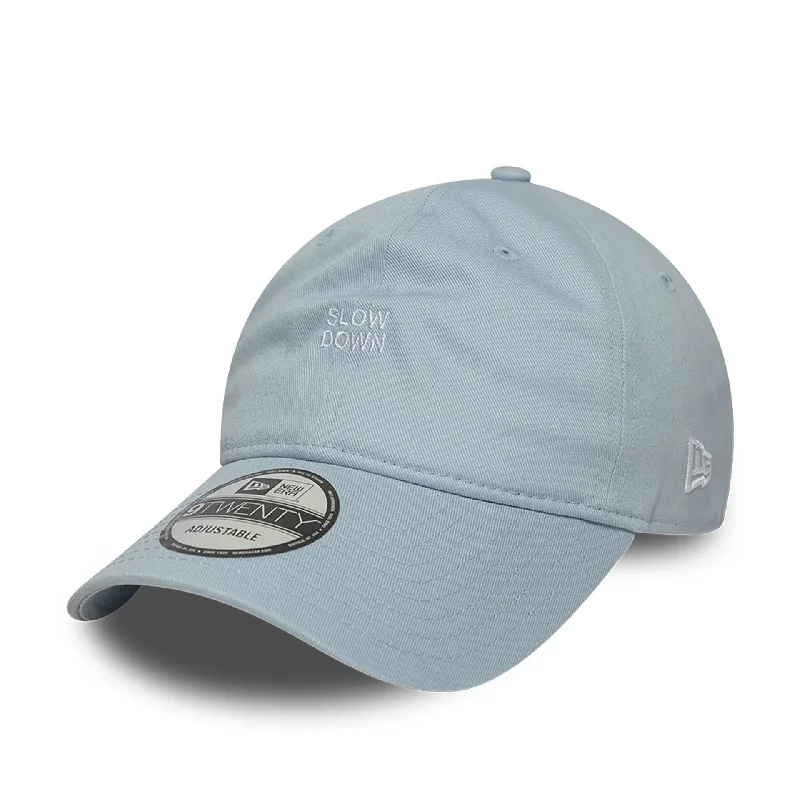Waterproof Fishing HatsNew Era Slow Down Slogan Pastel Blue 9TWENTY Adjustable Cap