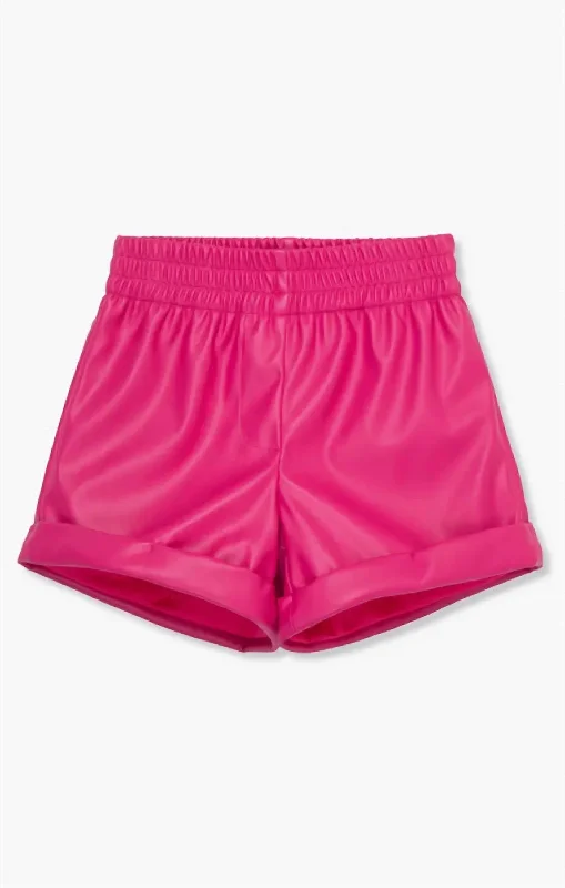 Affordable Men's Casual ShortsGirl's Vegan Leather Short In Dark Pink