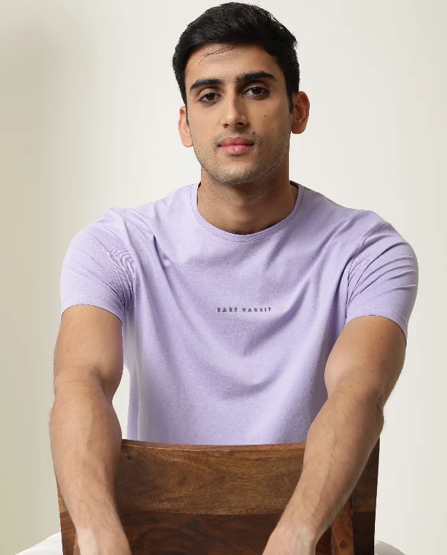 Men's Shirts for Beach OutingsRare Rabbit Men's Rabbi Light Purple Cotton Lycra Fabric Crew Neck Half Sleeves Regular Fit Rare Branding Solid T-Shirt Men's Shirts for Beach OutingsRare Rabbit Men's Rabbi Light Purple Cotton Lycra Fabric Crew Neck Half Sleeves Regular Fit Rare Branding Solid T-Shirt