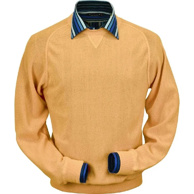 Men's Sweaters with A-Line ShapesBaby Alpaca 'Links Stitch' Sweatshirt-Style Crew Neck Sweater in Melon by Peru Unlimited Men's Sweaters with A-Line ShapesBaby Alpaca 'Links Stitch' Sweatshirt-Style Crew Neck Sweater in Melon by Peru Unlimited