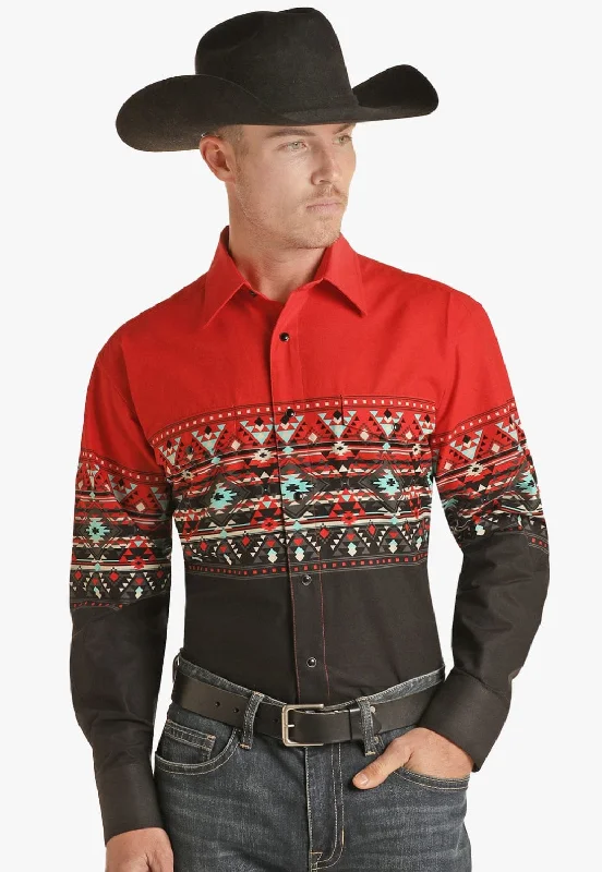 Men's Casual Friday Shirts for Relaxed Office DaysPanhandle Mens Aztec Border Long Sleeve Shirt Men's Casual Friday Shirts for Relaxed Office DaysPanhandle Mens Aztec Border Long Sleeve Shirt