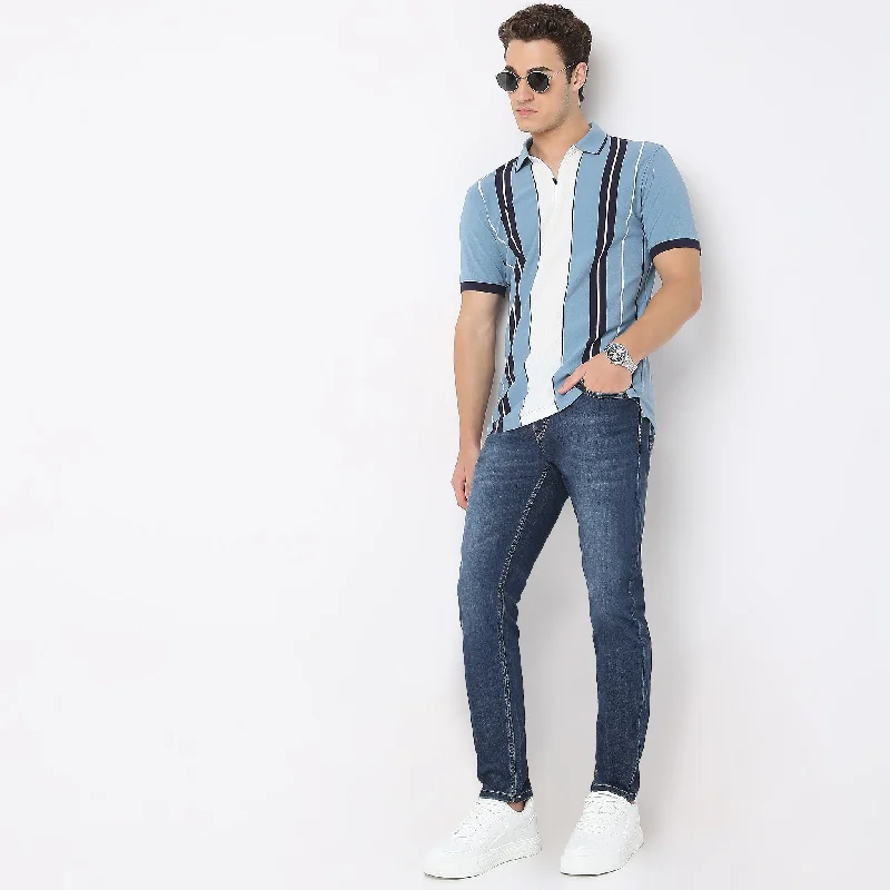 Stylish Men's HenleysWeekend™ Polo - Vertical Uni Stripes - Zip Neck Polo Regular Fit T-Shirt Stylish Men's HenleysWeekend™ Polo - Vertical Uni Stripes - Zip Neck Polo Regular Fit T-Shirt
