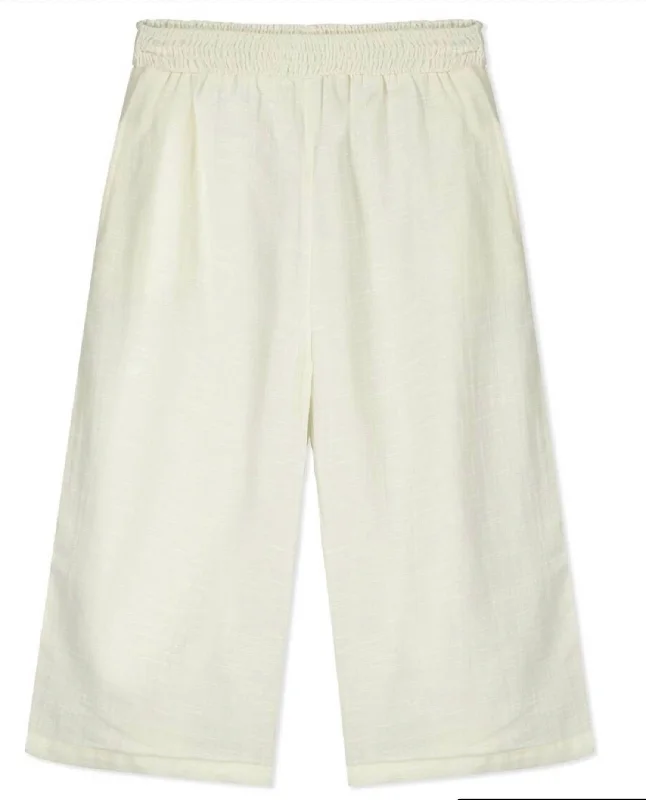 Lightweight Men's Travel ShortsGirl's Santorini Wide Leg Pants In Ivory