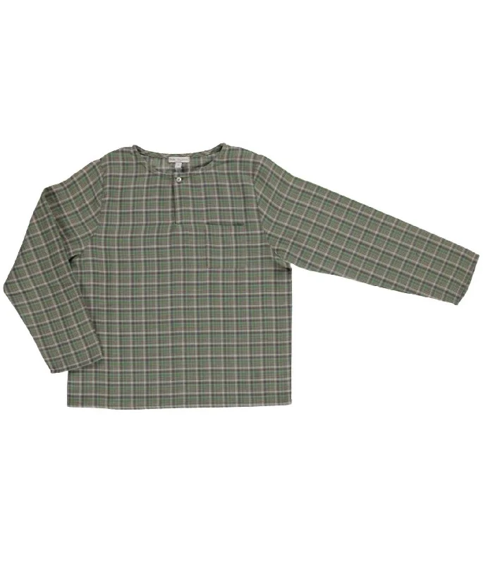 Men's Long-Sleeve Shirts for Year-Round WearGirls Jean Shirt In Green Tartan