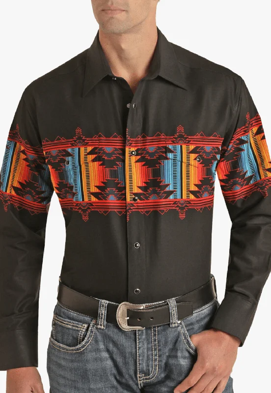 Men's Collared Shirts for Formal OccasionsPanhandle Mens Aztec Snap Long Sleeve Shirt Men's Collared Shirts for Formal OccasionsPanhandle Mens Aztec Snap Long Sleeve Shirt