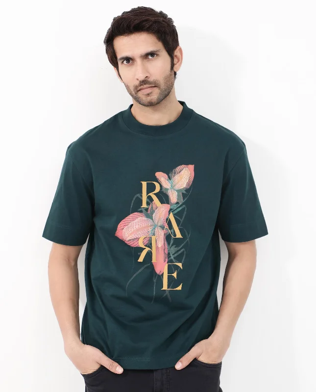 Men's Shirts with Abstract DesignsRare Rabbit Articale Mens Tate Dark Teal Cotton Fabric Short Sleeve Crew Neck Oversized Fit Printed T-Shirt Men's Shirts with Abstract DesignsRare Rabbit Articale Mens Tate Dark Teal Cotton Fabric Short Sleeve Crew Neck Oversized Fit Printed T-Shirt