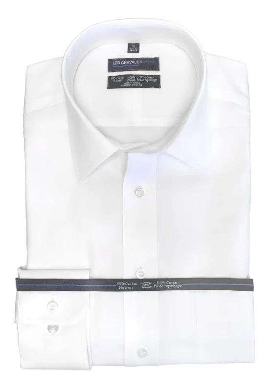 Men's Dressy Casual Shirts for Smart-Casual EventsLeo Chevalier 100% Cotton Non-Iron White Dress Shirt - 225170 0198/0199 Men's Dressy Casual Shirts for Smart-Casual EventsLeo Chevalier 100% Cotton Non-Iron White Dress Shirt - 225170 0198/0199