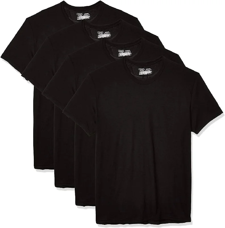 Men's Shirts with Elastic WaistbandsMen's 4-Pack Underwear Crew Neck Shirt In Polo Black Men's Shirts with Elastic WaistbandsMen's 4-Pack Underwear Crew Neck Shirt In Polo Black