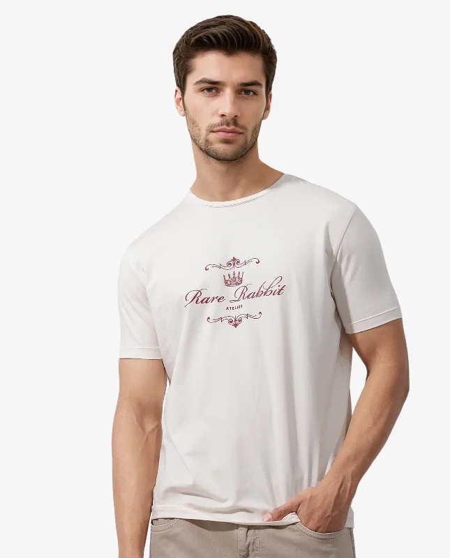Men's Shirts with Single-Breasted DesignsRare Rabbit Men's Zeus Beige Cotton Lycra Fabric Half Sleeves Graphic Print T-Shirt Men's Shirts with Single-Breasted DesignsRare Rabbit Men's Zeus Beige Cotton Lycra Fabric Half Sleeves Graphic Print T-Shirt