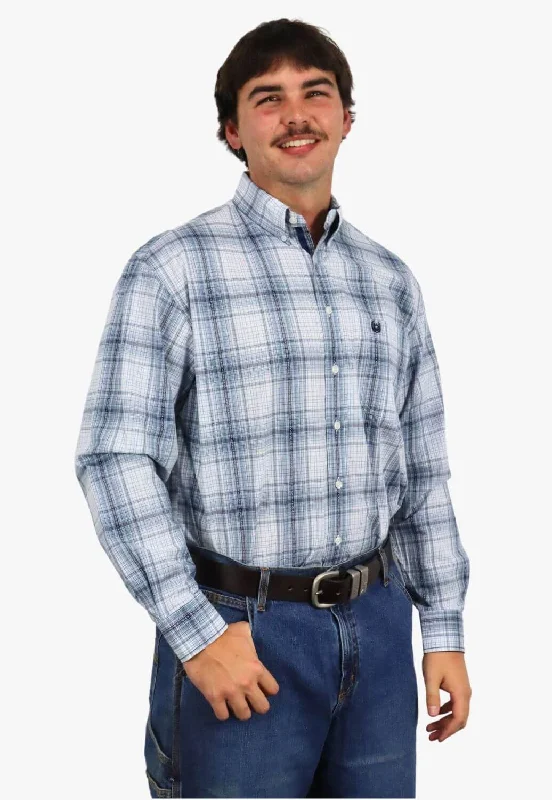 Men's Performance Fabric Shirts for All-Day ComfortRough Stock Mens Plaid Button Down Long Sleeve Shirt