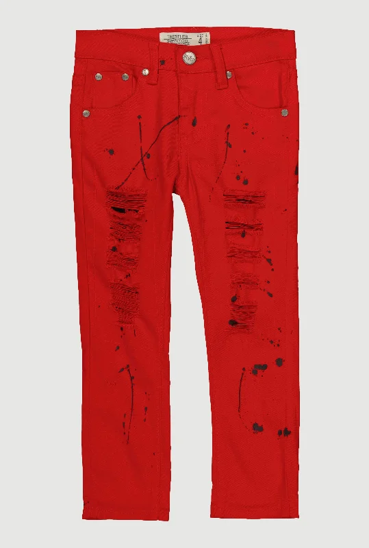 Sustainable Eco-Friendly Men's JeansLittle Boys Paint Splatter Distressed Denim Jeans