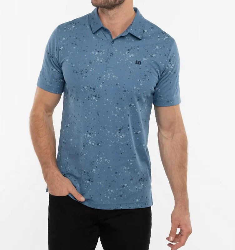 Comfortable Men's Polo ShirtsSplatter Print Polo Shirt In Stellar Blue