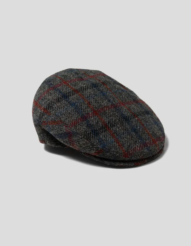 Retro Fedora CapsHARRIS TWEED IVY CAP - GREY MULTI PANE