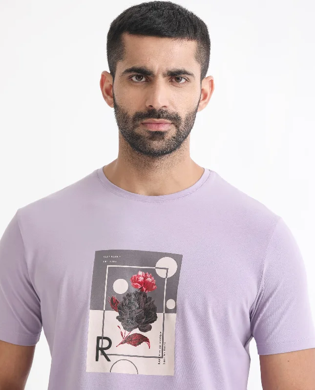 Versatile Men's Tank TopsRare Rabbit Men's Dryden Light Purple Crew Neck Floral Graphic HD Print Half Sleeves Slim Fit T-Shirt Versatile Men's Tank TopsRare Rabbit Men's Dryden Light Purple Crew Neck Floral Graphic HD Print Half Sleeves Slim Fit T-Shirt