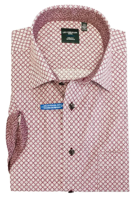 Men's Performance Shirts for Active LifestylesLeo Chevalier Non-Iron Print Spread Collar Short sleeve Sport Shirt 524350 4500 Men's Performance Shirts for Active LifestylesLeo Chevalier Non-Iron Print Spread Collar Short sleeve Sport Shirt 524350 4500