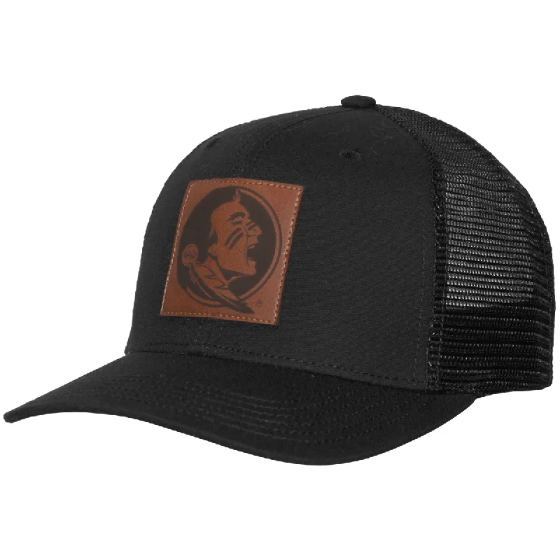 Black Cowboy HatsLegacy Seminole Logo Leather Patch Mid-Pro Snapback Trucker - Black Black Cowboy HatsLegacy Seminole Logo Leather Patch Mid-Pro Snapback Trucker - Black