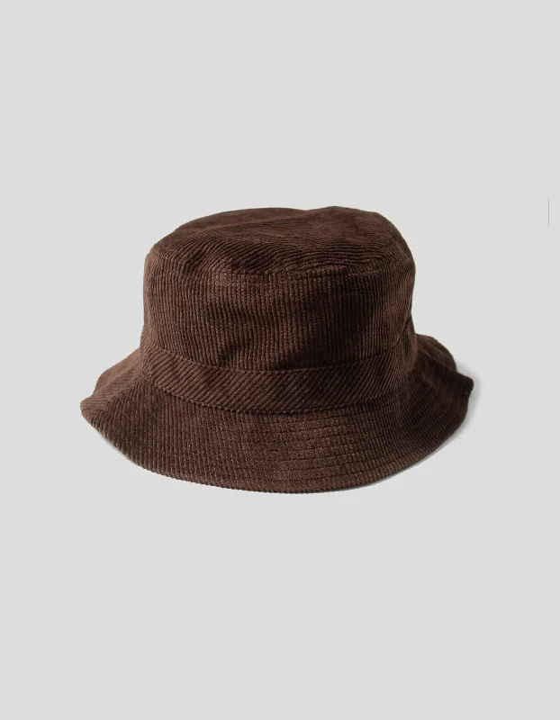 Rainproof Fishing HatsREVERSIBLE CORDUROY BUCKET HAT - BROWN