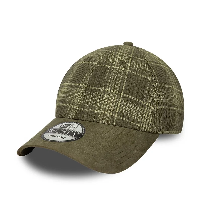 Sun-Protective Fishing HatsNew Era Cord Plaid Dark Green 9FORTY Adjustable Cap