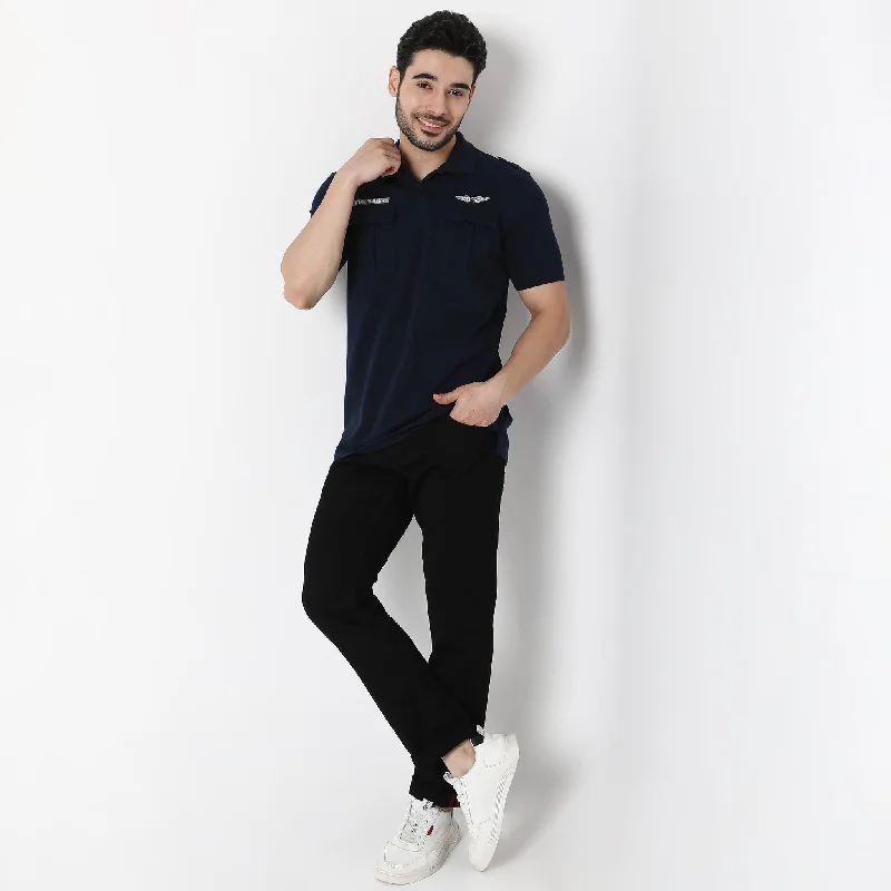 Men's Shirts with Moisture-Wicking FabricRegular Fit Solid Polo T-Shirt