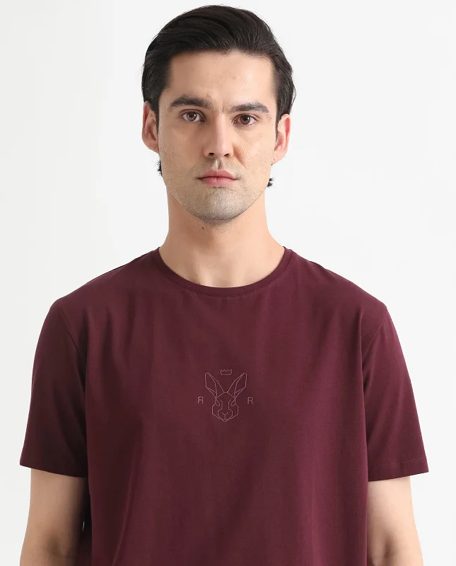 Breathable Men's Mesh TopsRare Rabbit Men's Oval-1 Maroon Crew Neck Half Sleeves Regular Fit Twill HD Logo Print T-Shirt Breathable Men's Mesh TopsRare Rabbit Men's Oval-1 Maroon Crew Neck Half Sleeves Regular Fit Twill HD Logo Print T-Shirt