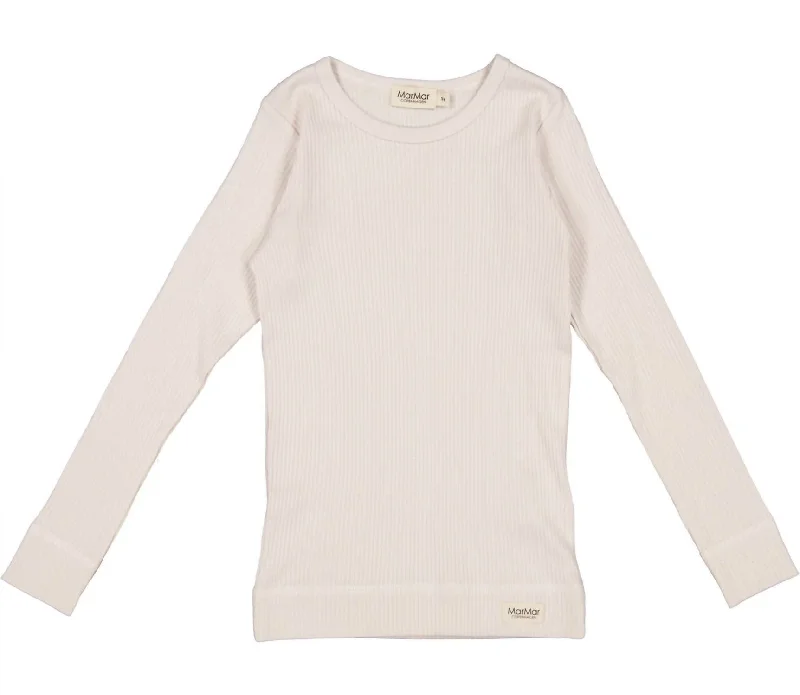 Men's Sleeveless Shirts for Summer ComfortGirls Ribbed Long Sleeve Shirt In Vanilla