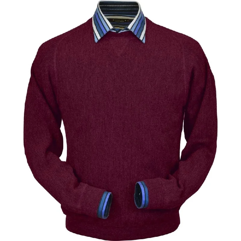Men's Sweaters with Herringbone PatternsBaby Alpaca 'Links Stitch' Sweatshirt-Style Crew Neck Sweater in Raspberry by Peru Unlimited Men's Sweaters with Herringbone PatternsBaby Alpaca 'Links Stitch' Sweatshirt-Style Crew Neck Sweater in Raspberry by Peru Unlimited