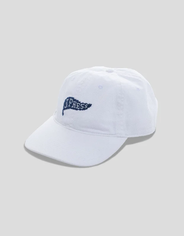 Warm Woolen HatsJ.PRESS PENNANT NEEDLEPOINT HAT - WHITE